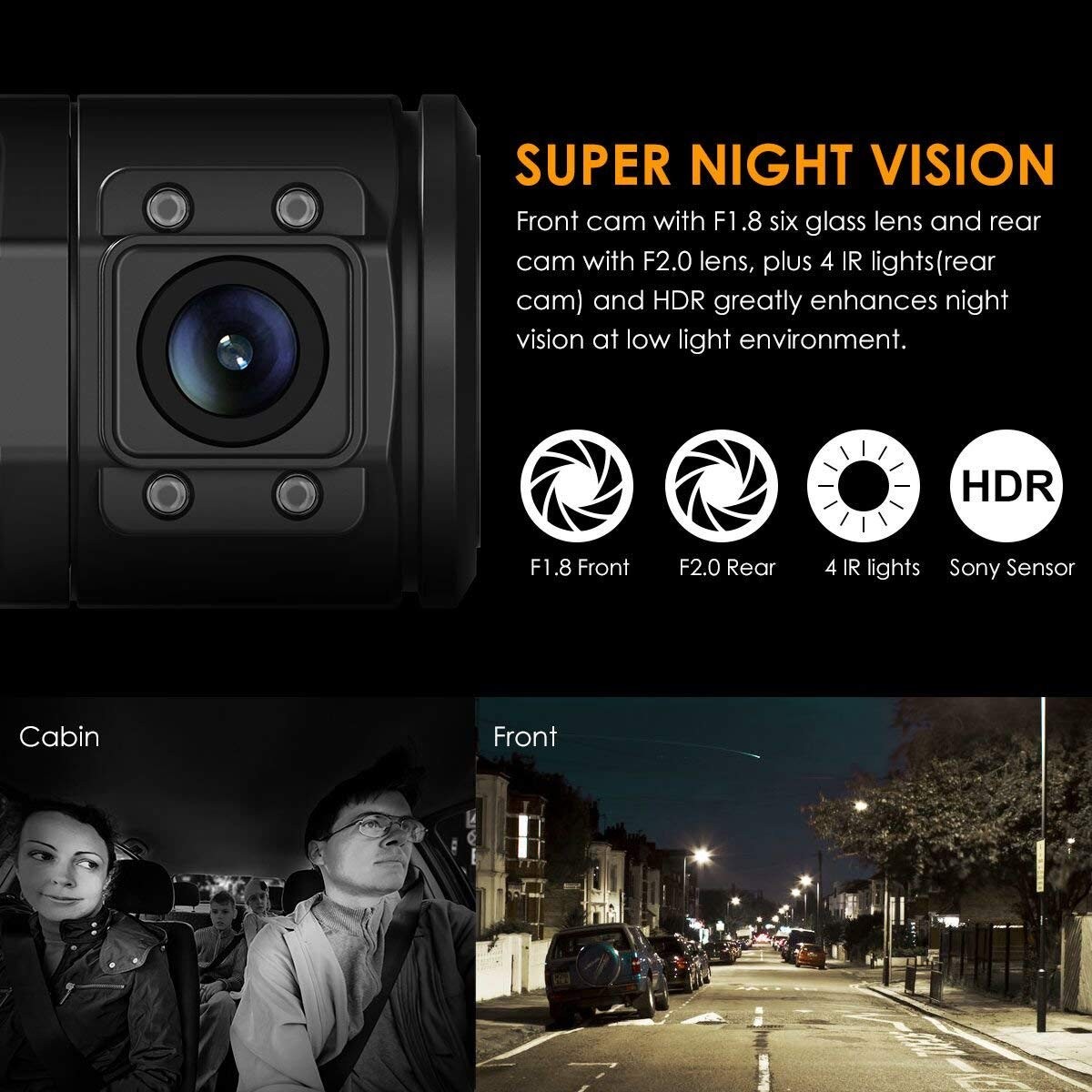 Buying Advance HQ Quality Dual DashCam in-Cabin & Road Cam with 8 Infra RED Lights Super Night Vision:1920X1080P HD+GPS,Unbeatable:-5F°~150F°,Wide Angle,G-Sensor,Motion Detect&Free Kingston 32GB SD BBS Electronics 