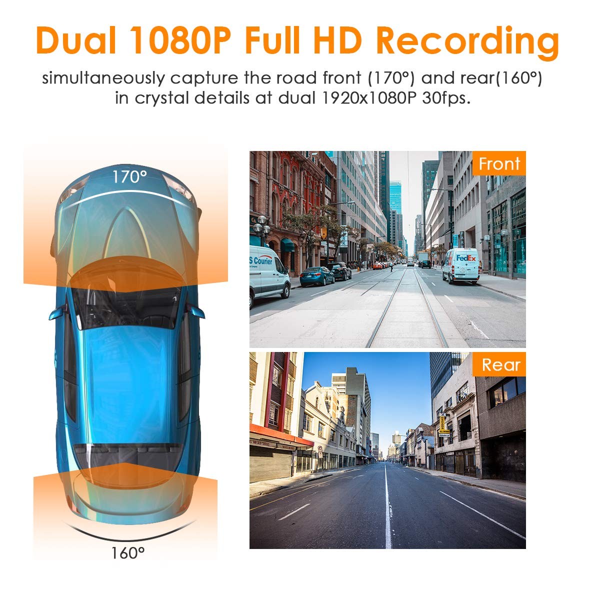 Vantrue Dashcam S1 - Front and Rear Recording 