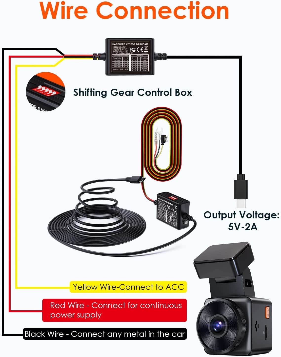 Hard wired dash cam