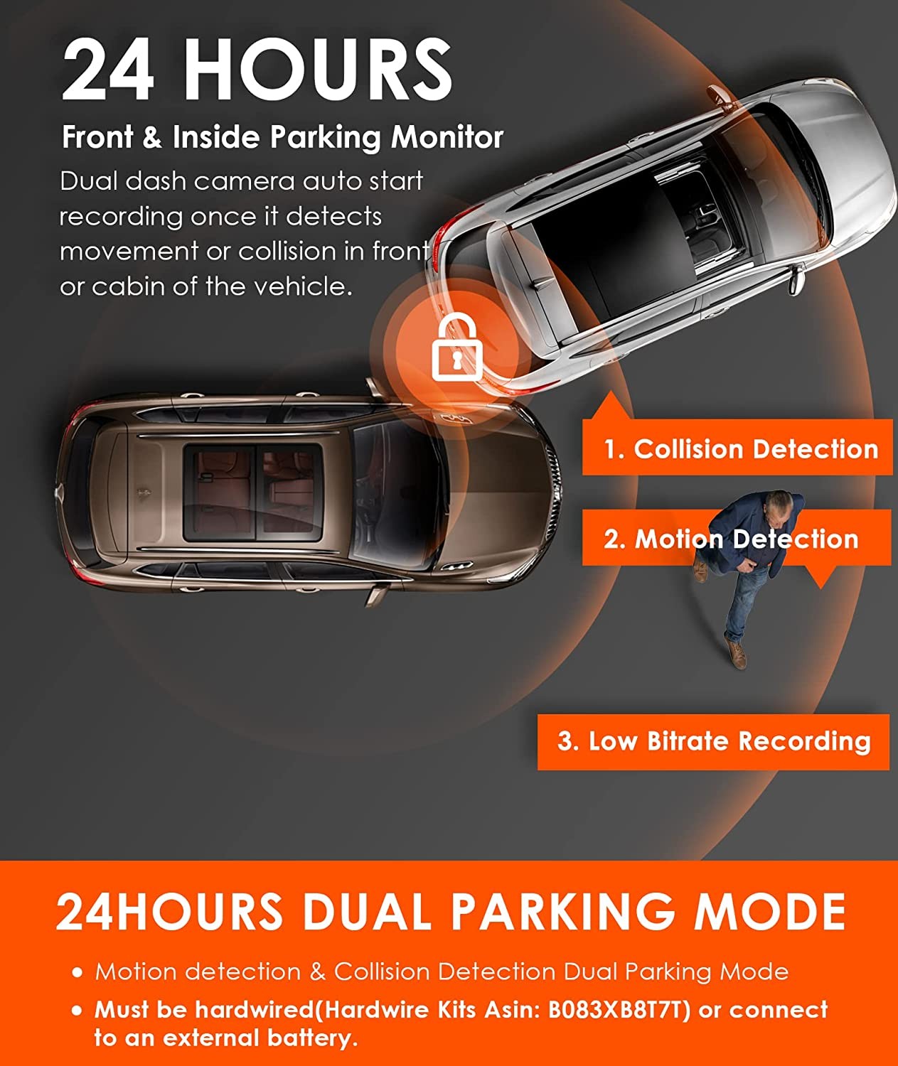 Vantrue S1 4K Dash Cam Front and Rear, 1080P Dual GPS Dash Camera with 24  Hours Parking Mode, Enhanced Night Vision, Motion Detection, Capacitor