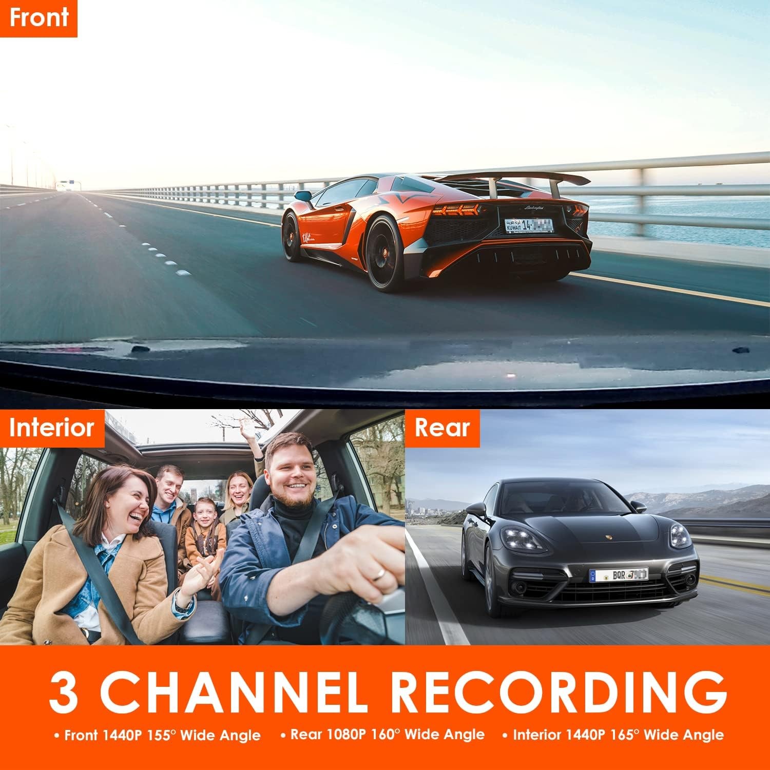 Vantrue N4 3 Channel 4K Dash Cam, 4K+1080P Front and Rear, 1440P+1440P  Front and Inside, 1440P+1440P+1080P Three Way Triple Car Camera, IR Night